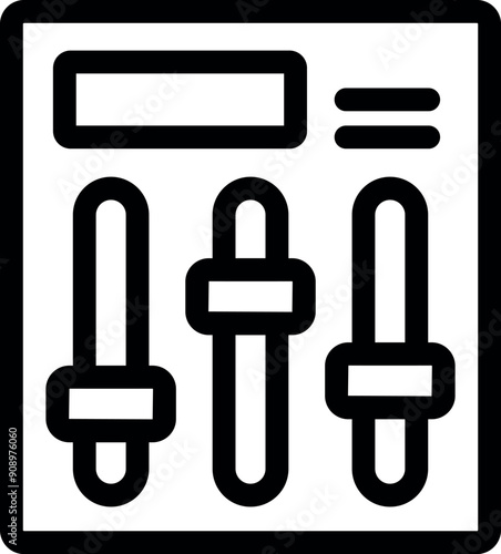 Simple icon of a control panel interface with three vertical sliders adjusting settings