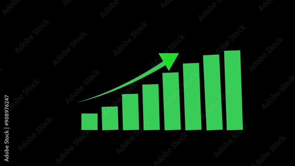 business graph green color video on black background business graph green color video on black background