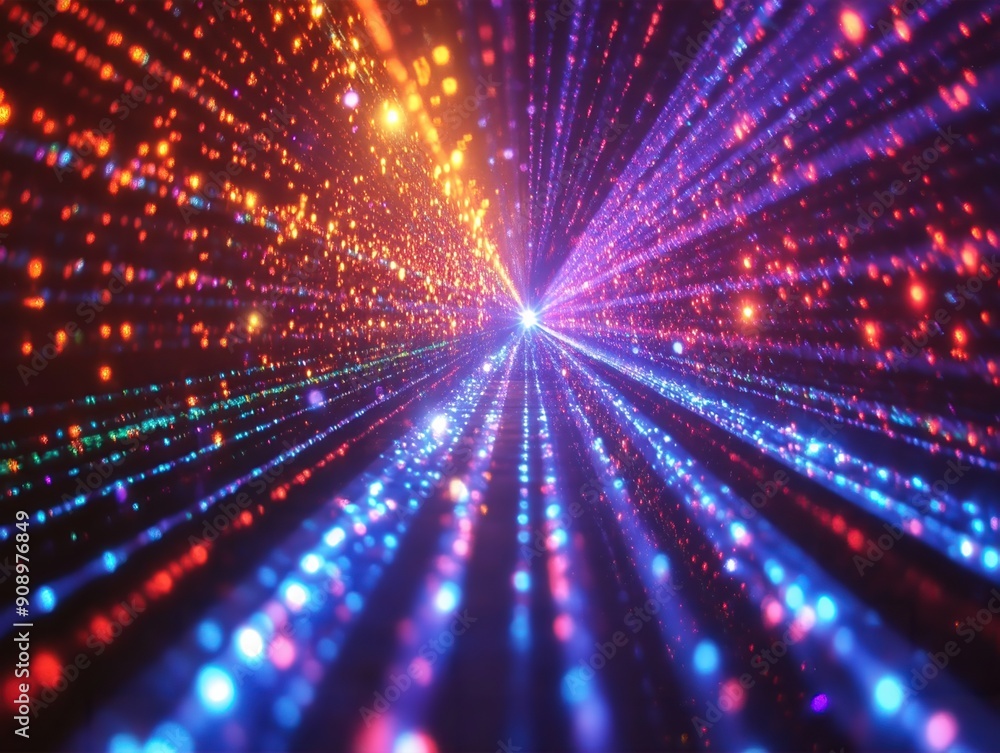 A vibrant abstract background showcasing dynamic light trails and colorful particles for creative concepts. A vibrant abstract background showcasing dynamic light trails and colorful particles for creative concepts.