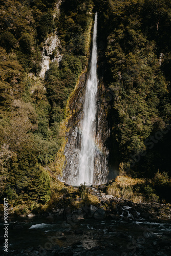 Thunder Creek Falls, Waterfall located on South Island New Zealand