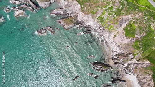 Aerial view of the beaches and cliffs of Whitsand Bay in southeast Cornwall, England photo