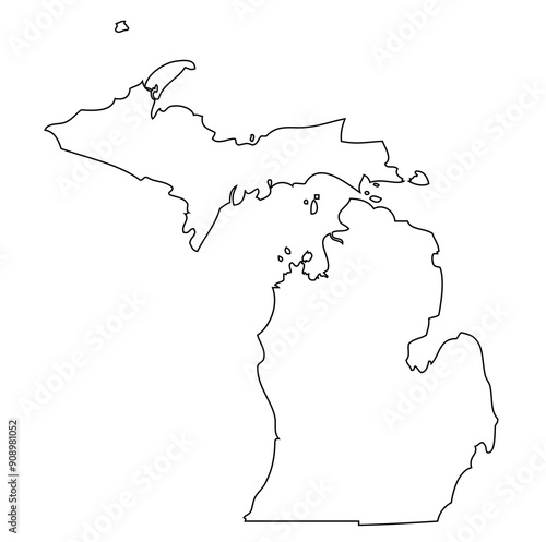 Outline of the map of the U.S. state of Michigan