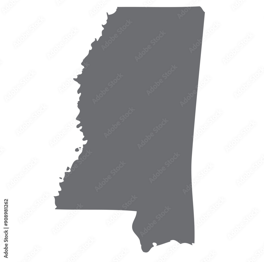 Outline of the map of the U.S. state of Mississippi Stock Vector ...
