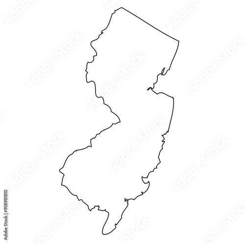 Outline of the map of the U.S. state of New Jersey