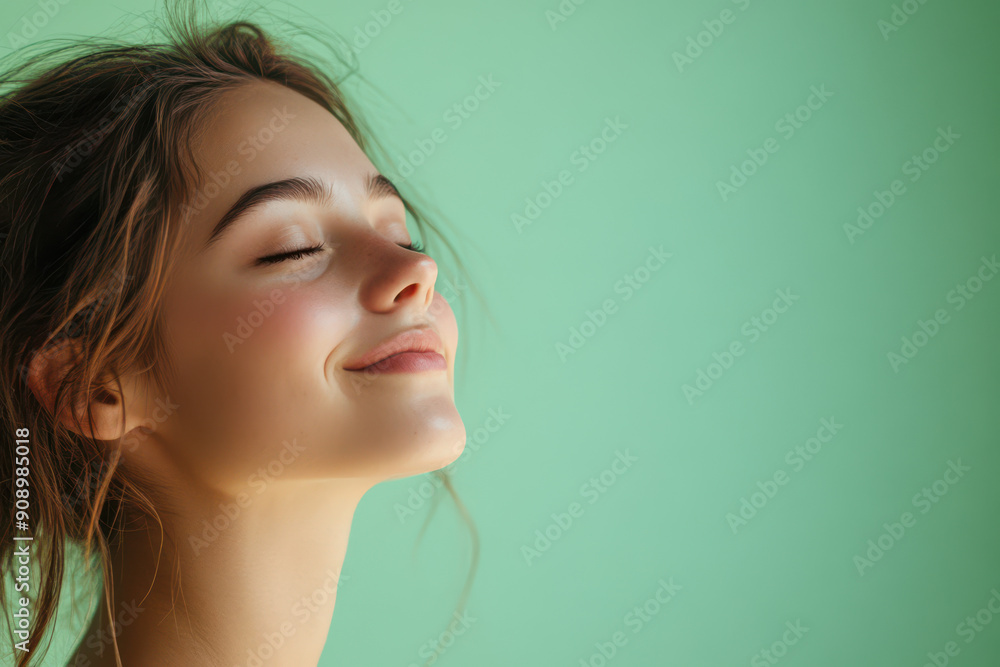 A close up of a girl's face with her eyes closed A close up of a girl's face with her eyes closed