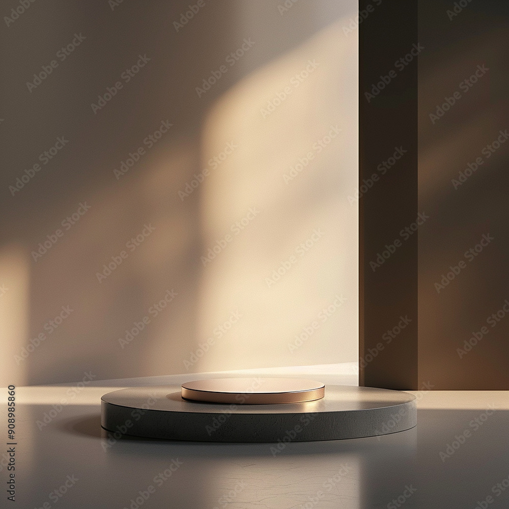 interior of a modern house with close up product display podium interior of a modern house with close up product display podium