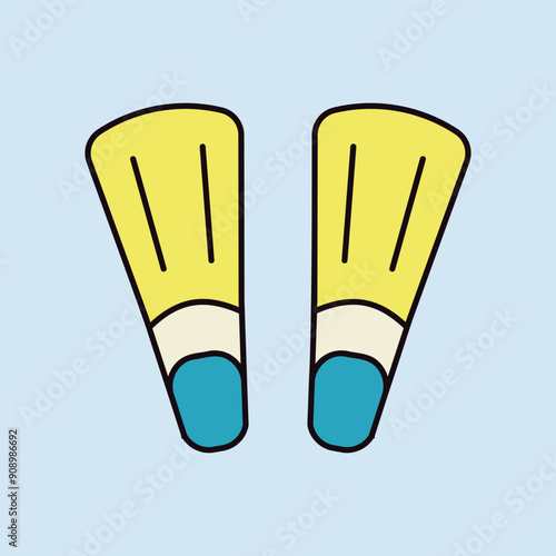 Diving flippers flat vector icon. Summer sign