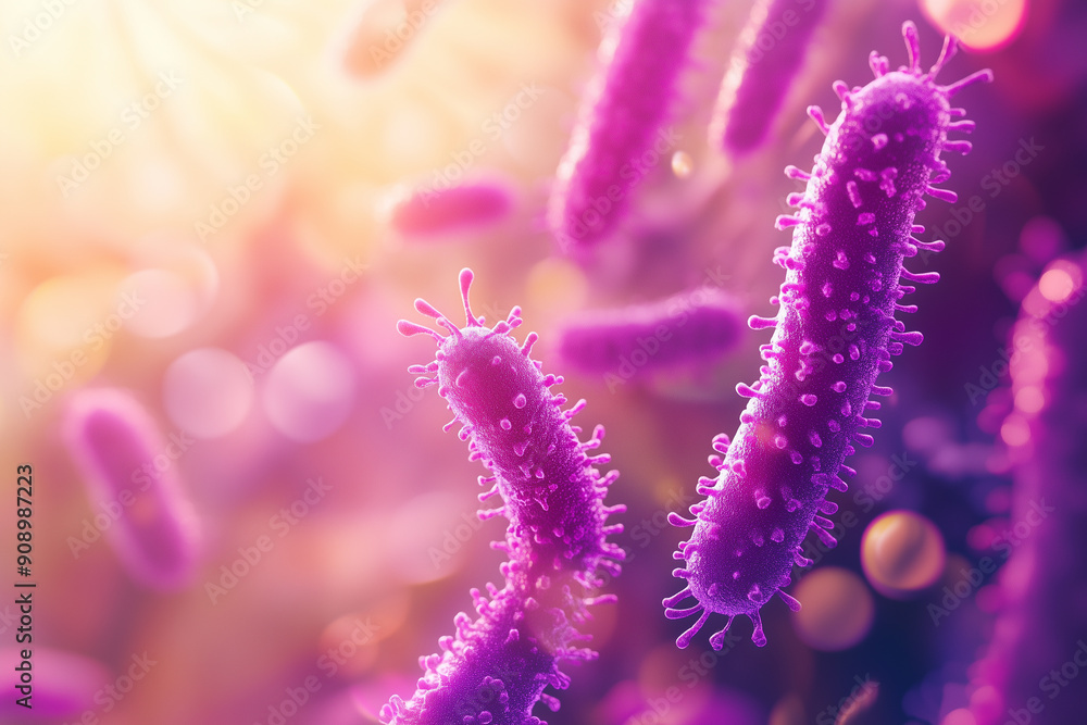 Close-up of purple bacteria in an environment Close-up of purple bacteria in an environment
