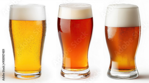 Wallpaper Mural  three beer glasses isolated on white background Torontodigital.ca