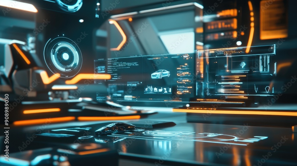 AI-created futuristic lifestyle, highlighting innovative technology and modern working tools AI-created futuristic lifestyle, highlighting innovative technology and modern working tools