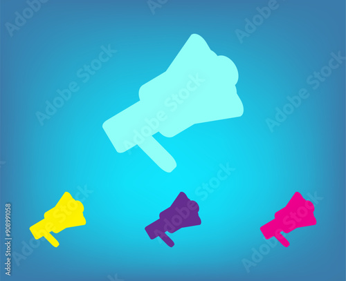 Vector color icons on blue background with gradient