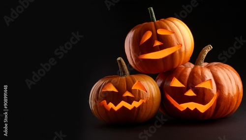 ハロウィンのカボチャのお化け。ジャックオランタン。コピースペース。（Halloween pumpkins ghost. jack o lantern and copy space.） 