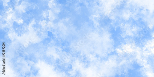 blue sky with Textured cloud, Abstract blue isolated on white background. Inspiring Views of Fluffy Clouds Blue Sky Background. Bright and enjoy with the sky refreshing Clearing day and Good weather.	