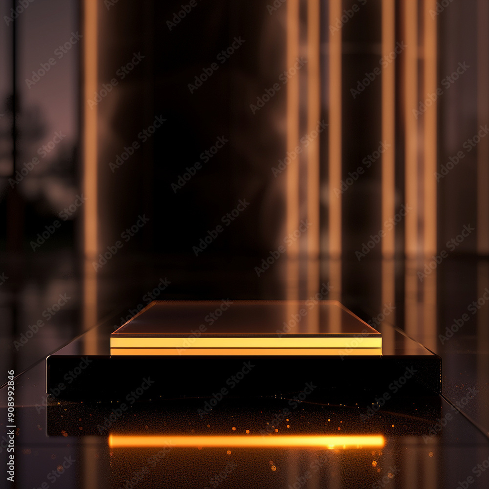 interior of a modern house with close up product display podium interior of a modern house with close up product display podium