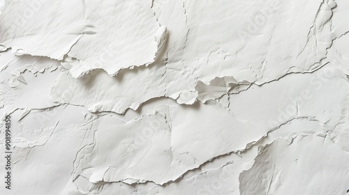 A close-up image of a textured wall with layers of white paint peeling off, capturing the rough and aged nature of the surface, perfect for detailed backdrop imagery.