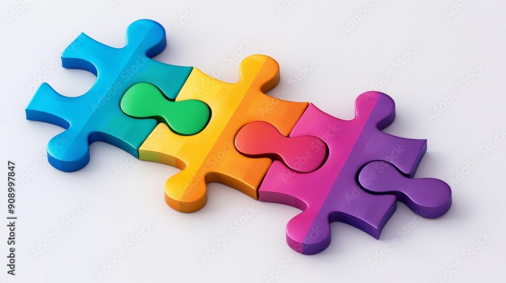 An illustration of colorful interlocking puzzle pieces on a white background