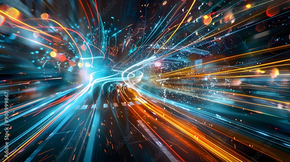 Abstract Light Trails in City at Night. Abstract Light Trails in City at Night.