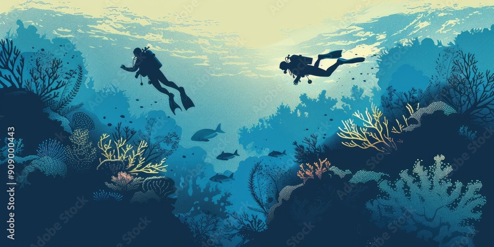 Fototapeta premium Diving Adventure in Underwater Cave