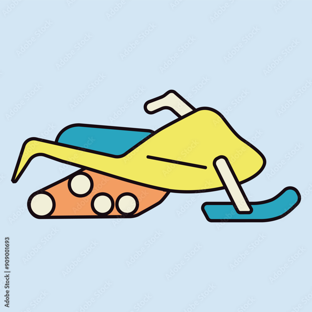 Snowmobile flat vector icon design isolated Snowmobile flat vector icon design isolated