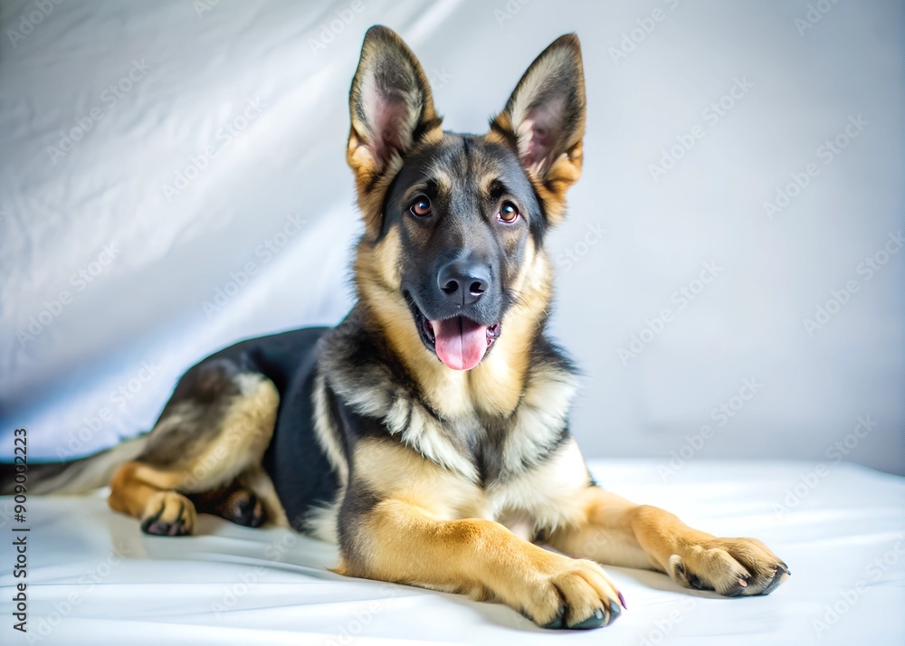 photo a cute shepherd posing isolated on a white background photo a cute shepherd posing isolated on a white background