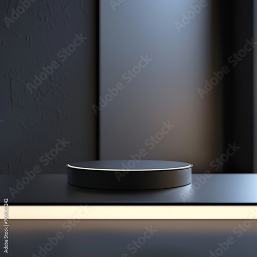 interior of a modern house with close up product display podium