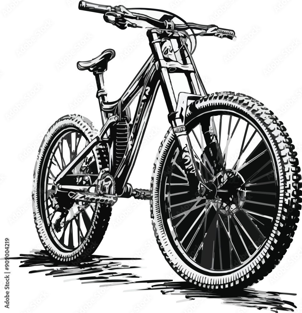 Fototapeta premium mountain bike silhouette vector Illustration,generative ai