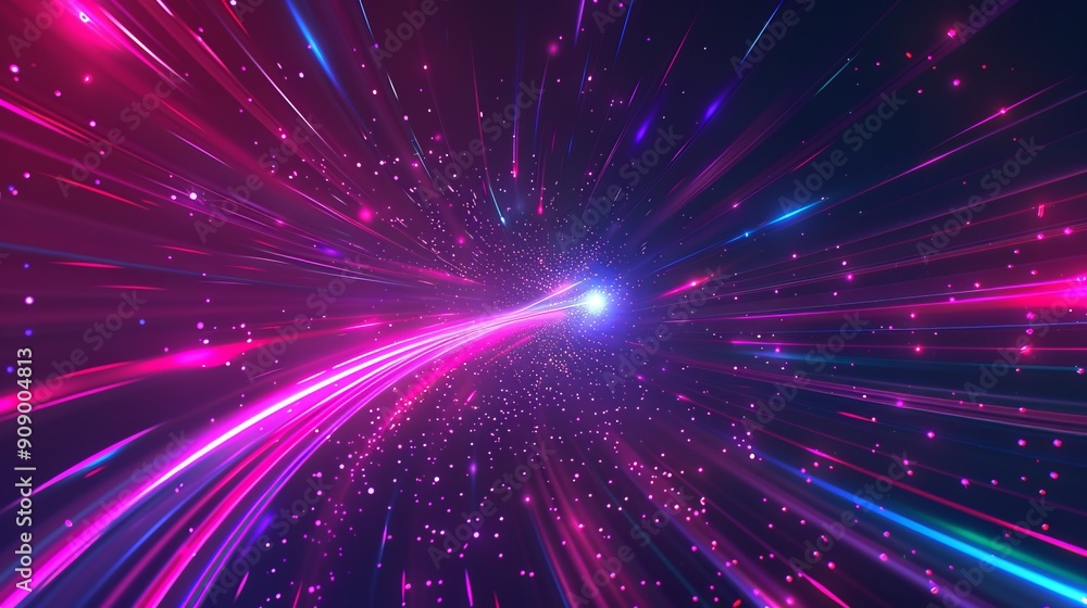 Dynamic scene with colorful streaks of light converging towards a single, bright point, creating an abstract cosmic look, full of motion and vibrant energy. Dynamic scene with colorful streaks of light converging towards a single, bright point, creating an abstract cosmic look, full of motion and vibrant energy.