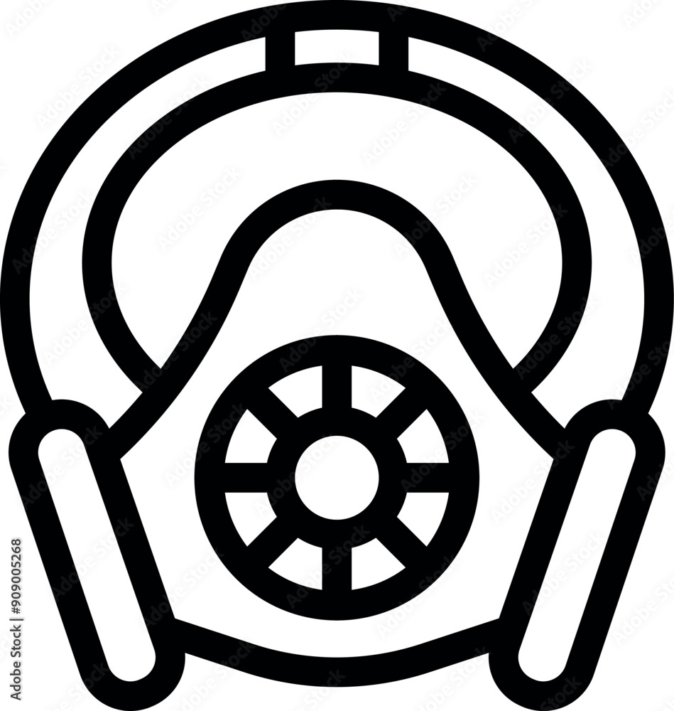 Φωτογραφία Simple black and white icon of a respirator mask protecting from toxic fumes and