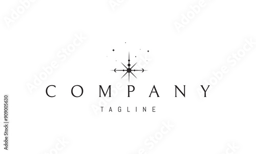 Vector logo with an abstract image of a shining star in the form of an alchemical symbol.