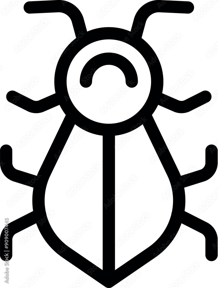 Obraz premium Bold black line beetle icon representing insects and bugs, perfect for nature and wildlife projects