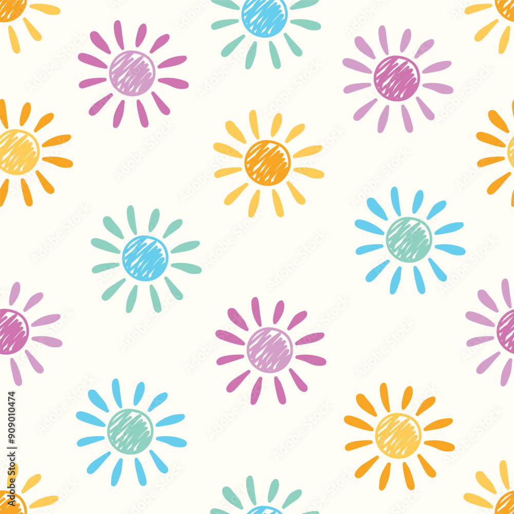 Sun seamless pattern. Summer background design. Vector Sun seamless pattern. Summer background design. Vector