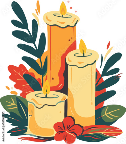 candle candlelight decorative flat vector illustration,generative ai