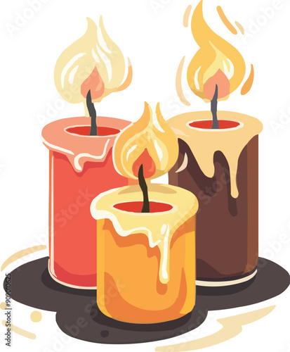 candle candlelight decorative flat vector illustration,generative ai