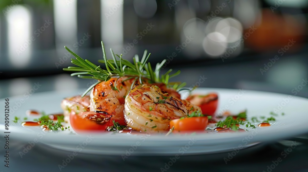 Grilled Shrimp with Cherry Tomatoes and Rosemary - Food Photography Grilled Shrimp with Cherry Tomatoes and Rosemary - Food Photography