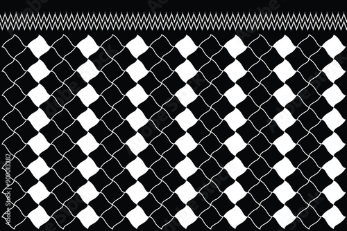 Wavy pattern fabric, Thai pattern fabric, Thai pattern fabric, black and white For printing design work