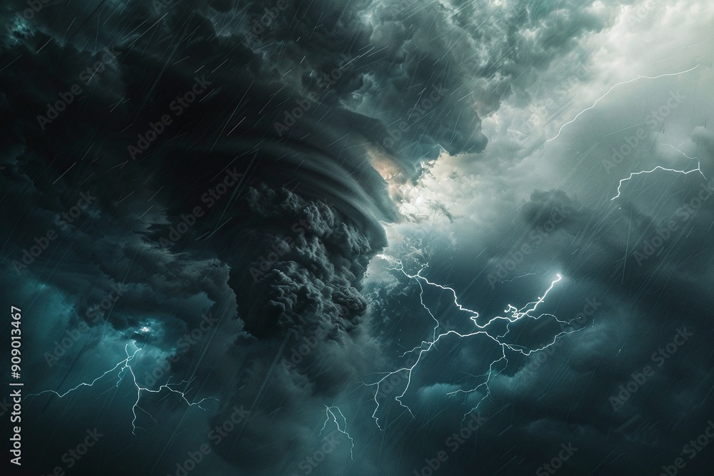 ai generative terrifying tornado storm cloud Stock Photo | Adobe Stock