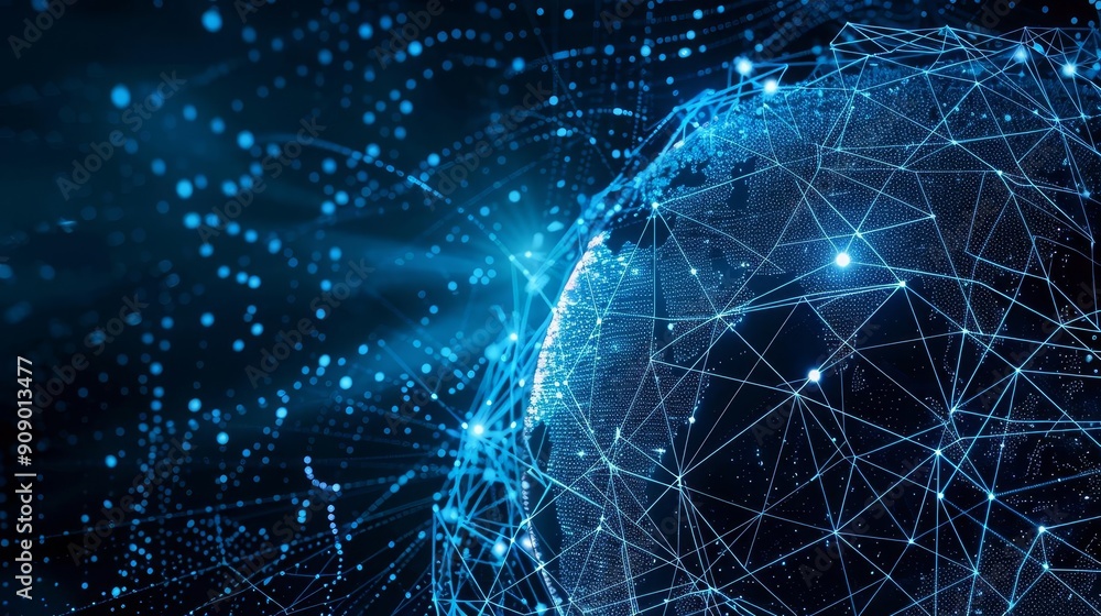 Abstract digital globe with glowing lines and dots, representing global connection. Abstract digital globe with glowing lines and dots, representing global connection.