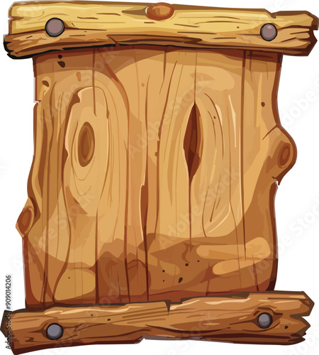 A cartoon drawing of a wooden signboard illustration design,generative ai