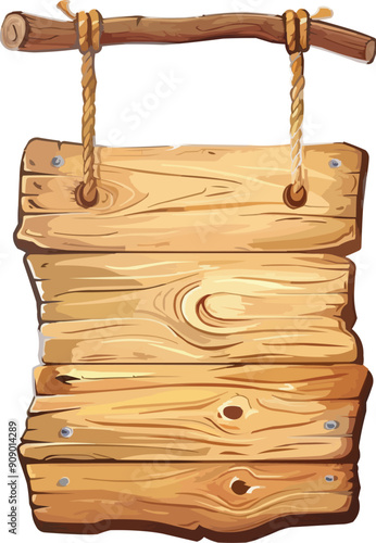 A cartoon drawing of a wooden signboard illustration design,generative ai