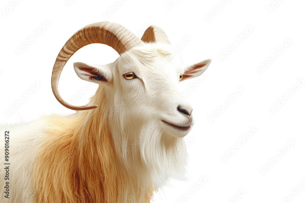 white Goat with Horns on White white Goat with Horns on White