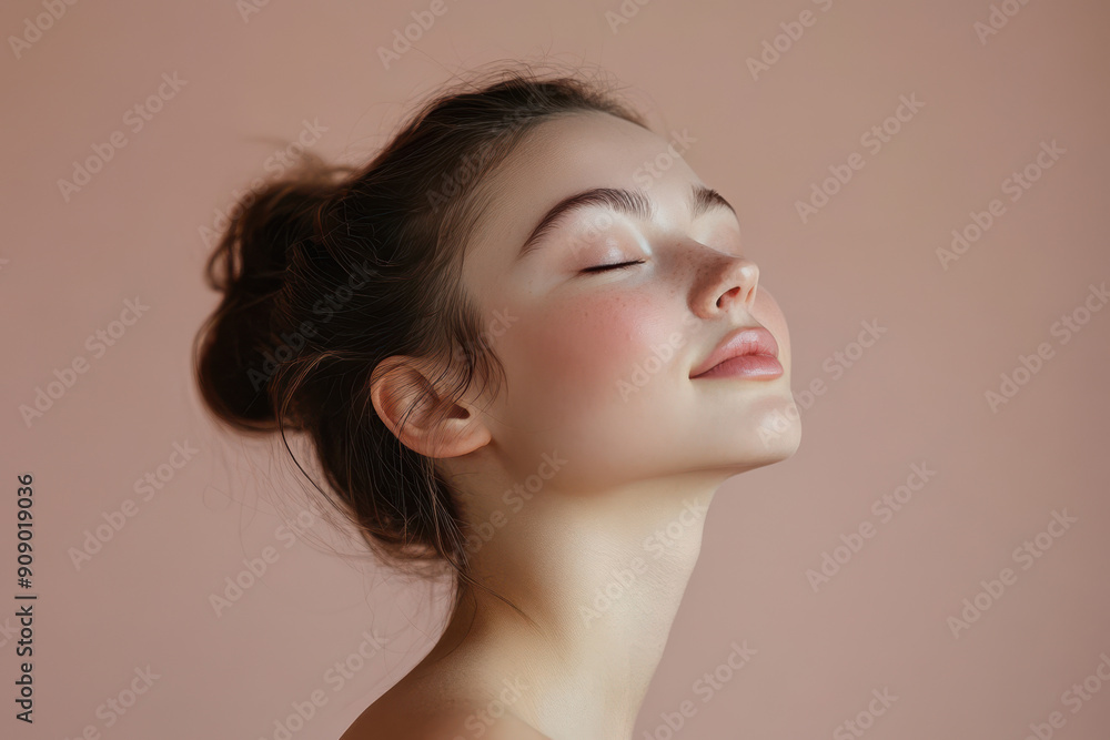 A close up of a girl's face with her eyes closed A close up of a girl's face with her eyes closed