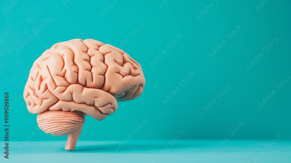 Human brain model on a blue background. Human brain model on a blue background.
