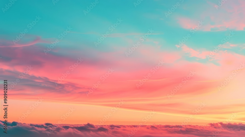 Pink and blue sunset sky with clouds. Pink and blue sunset sky with clouds.