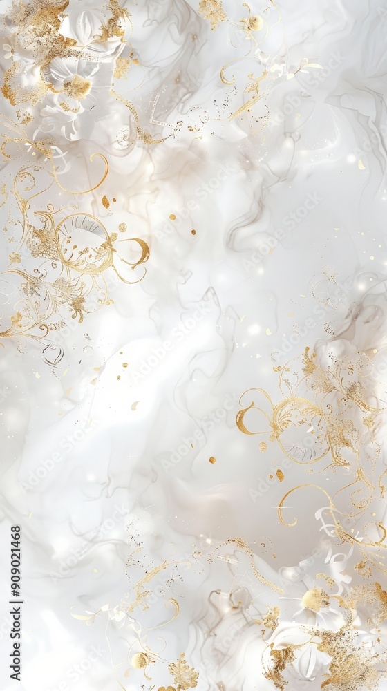 A sophisticated background featuring a clean white and gold design, embellished with elegant patterns, perfect for various creative applications A sophisticated background featuring a clean white and gold design, embellished with elegant patterns, perfect for various creative applications
