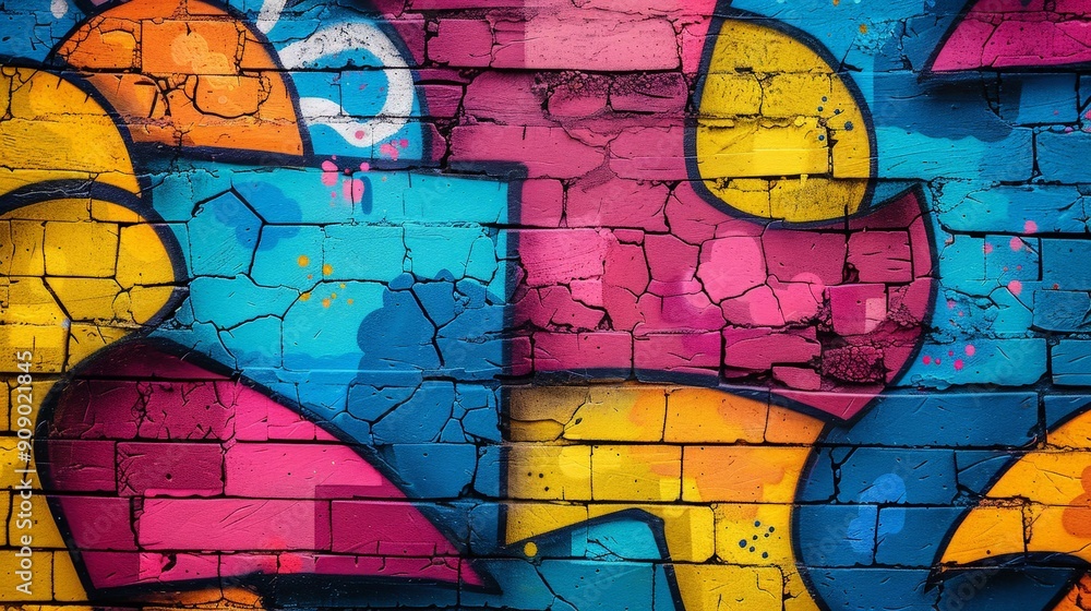 Bold graffiti wall texture with vibrant colors and urban feel Bold graffiti wall texture with vibrant colors and urban feel