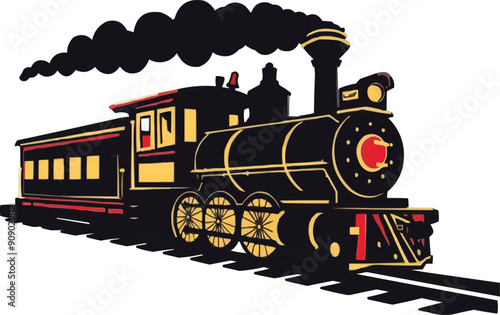 colorful train steam locomotive Illustration,generative ai