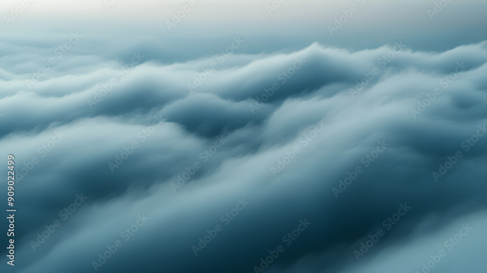 Obraz premium A view of the horizon from above, the sky is full of soft clouds,