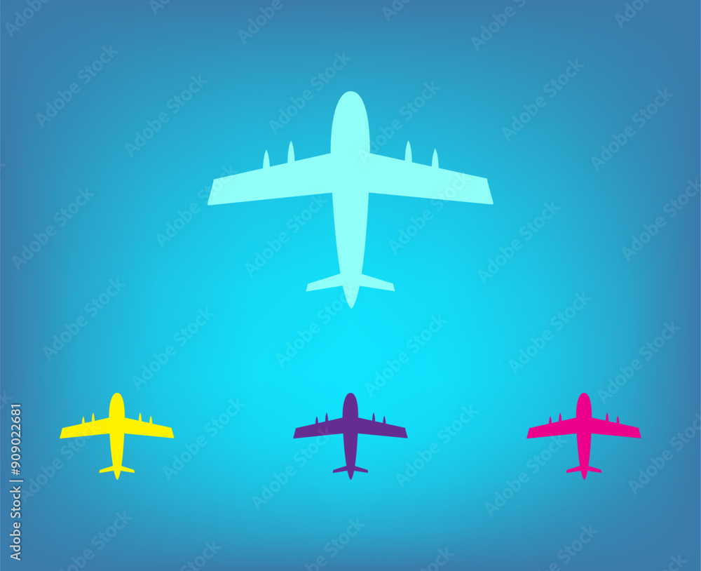 Fototapeta premium Vector color icons on blue background with gradient