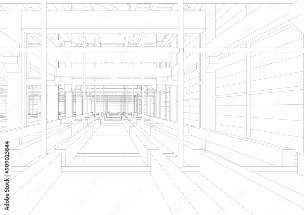 3D illustration of industrial project 3D illustration of industrial project
