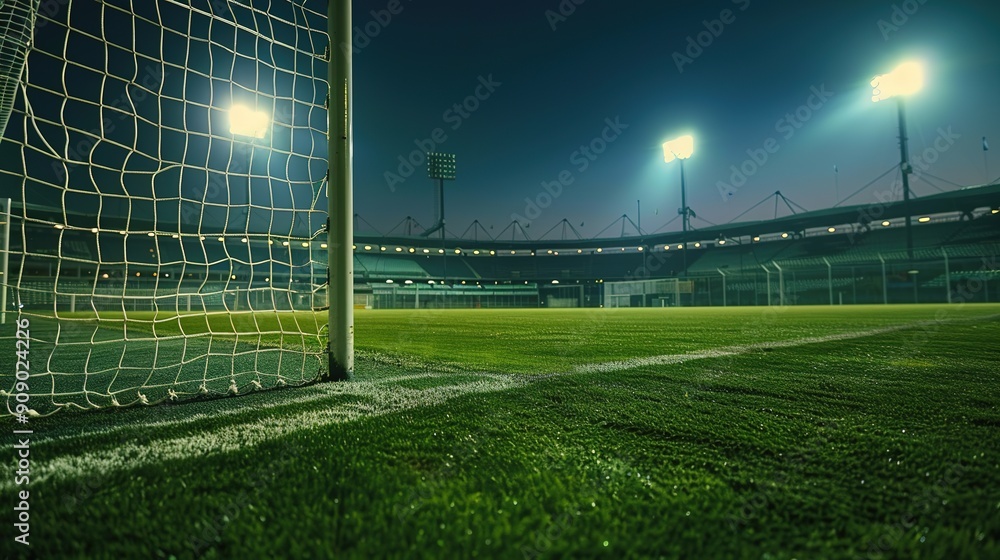 Night View of Football Stadium from Goal Post Night View of Football Stadium from Goal Post